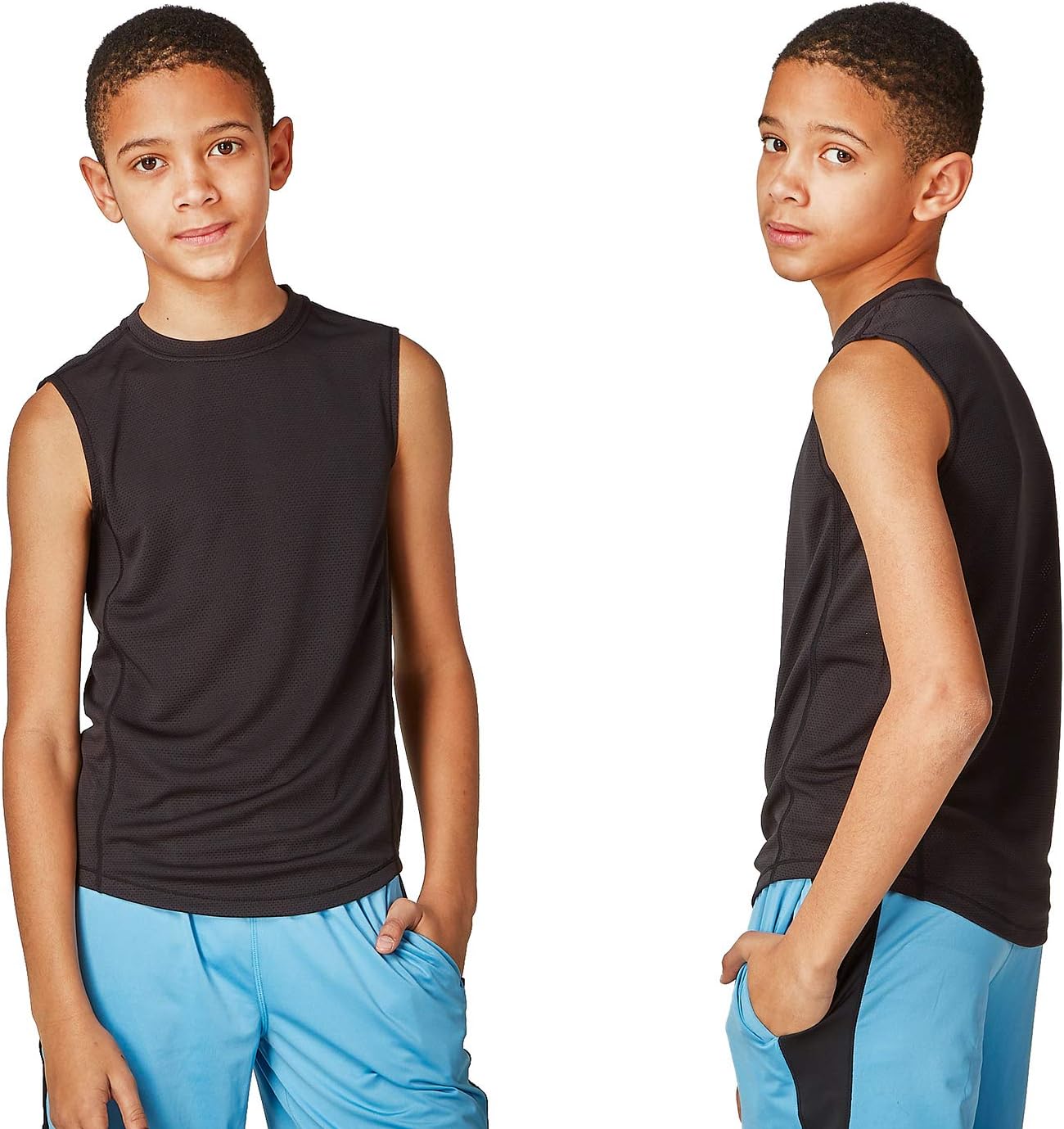 DEVOPS Boys Cool Dry-Fit Workout Tank Top Sleeveless - 2 Pack